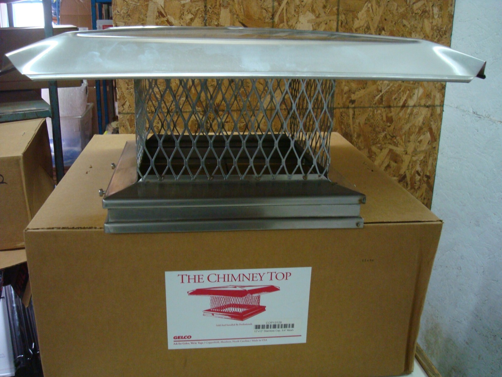 GELCO 13108 12" x 12" STAINLESS STEEL SINGLE FLUE CHIMNEY CAP 3/4" MESH