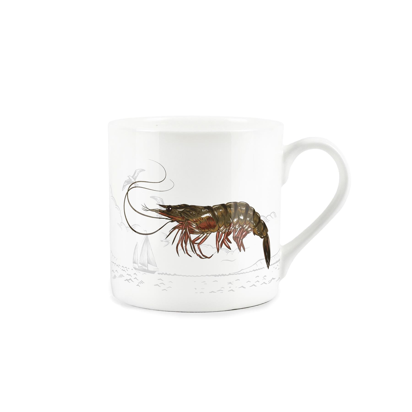 Bone China Coastal Sealife Shrimp Mug - Tea/Coffee Present Gift