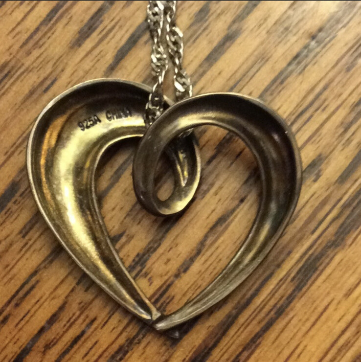 Marcasite Sterling Silver Large Twisted Heart Sha… - image 2