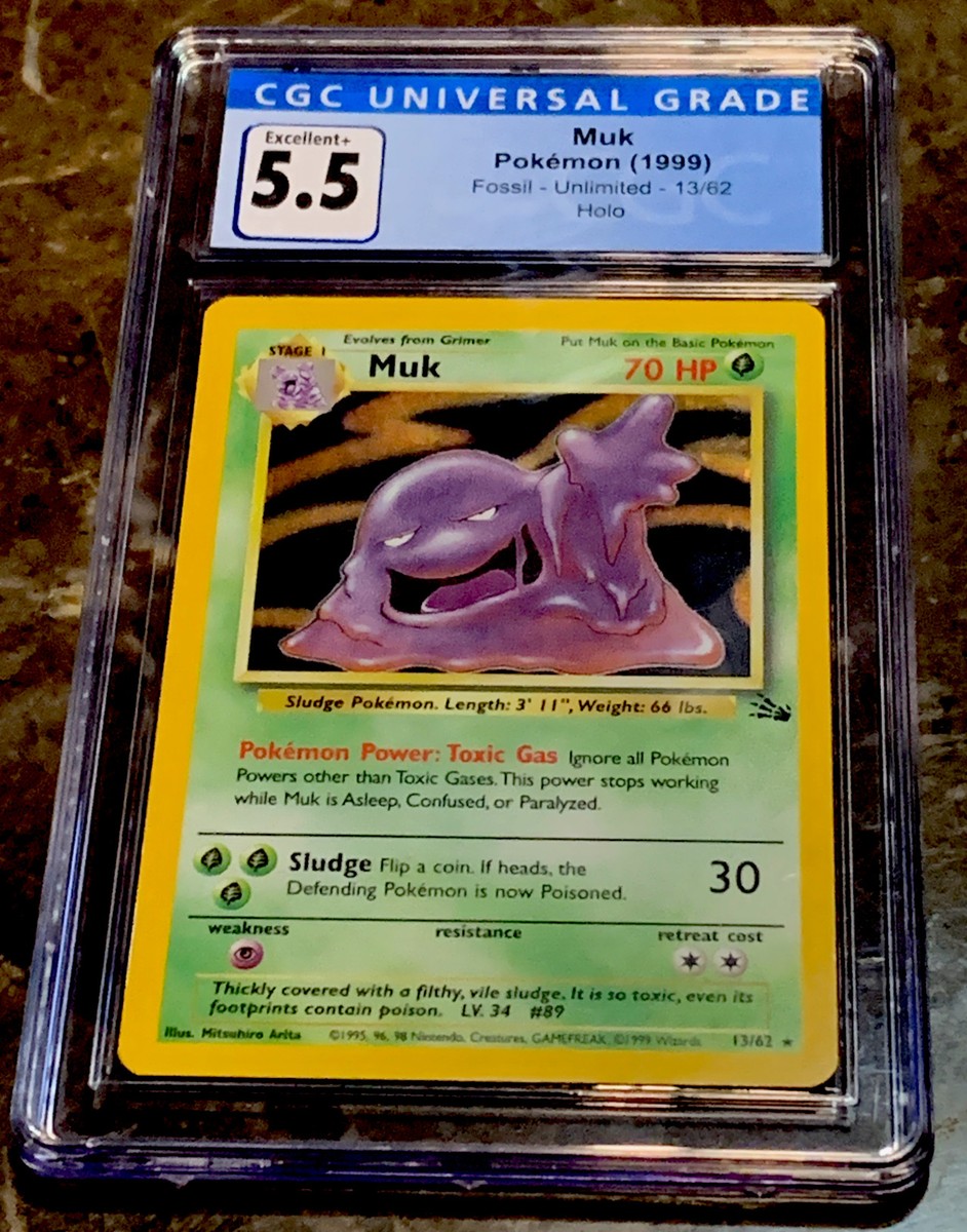 1999 Pokemon Fossil Muk Holo #13 CGC 5.5 Excellent+. Freshly Graded-  Nice-PSA 6!