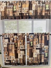 3 piece kitchen curtain set Coffee