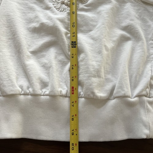 Anthropologie embroidered sweatshirt Puff Sleeves Cotton ivory (Ladies) Size 2XS - Picture 11 of 13