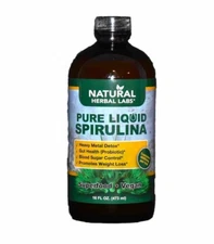 Pure Liquid SPIRULINA, By Natural Herbal Labs, Superfood Plant-Based. 16 oz.
