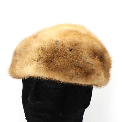 Vintage Mink Cloche Hat Mr D's Golden Brown Union Made Sz S 