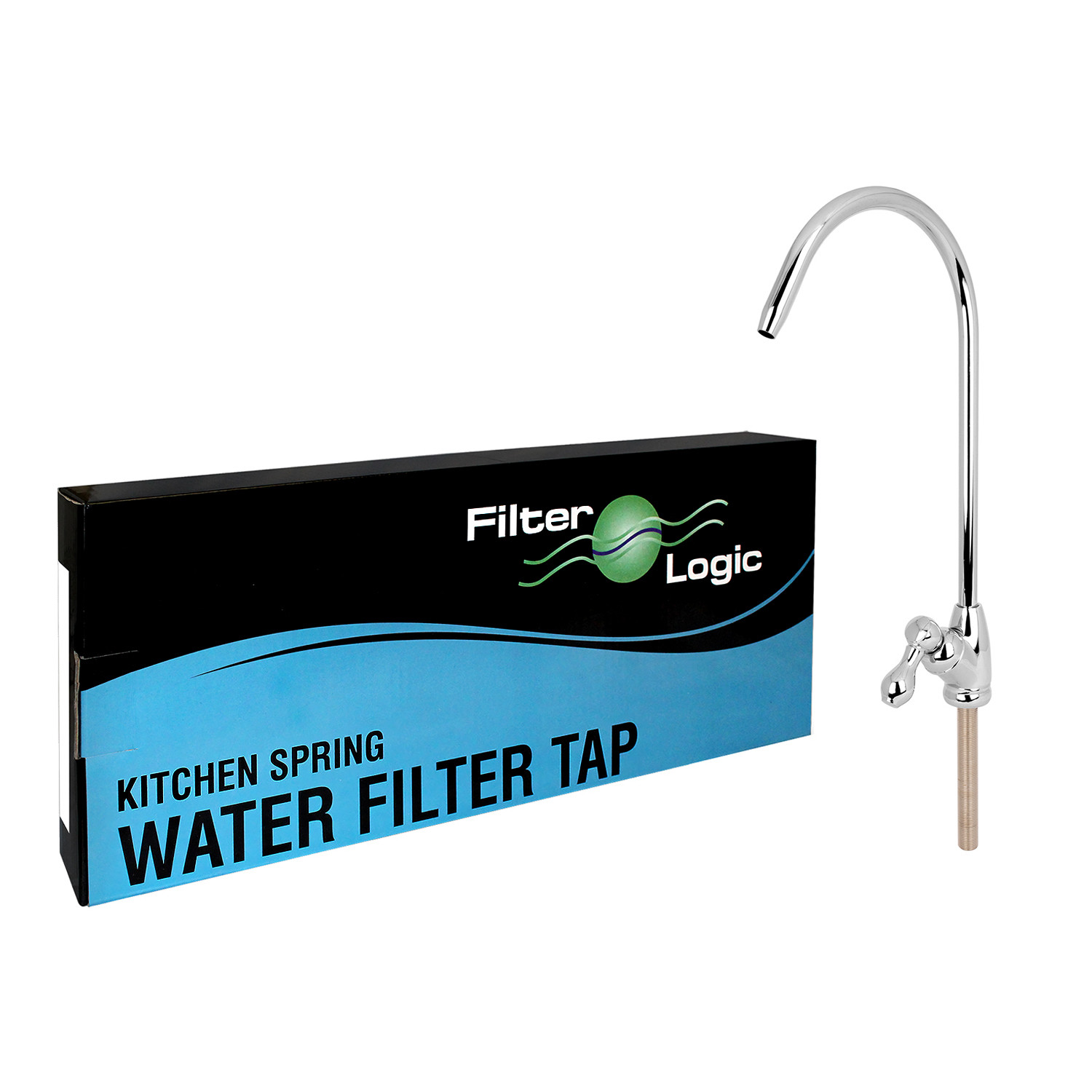 FilterLogic Water Filter Tap Faucet Chrome Baseball- Stainless Steel Swan Spout