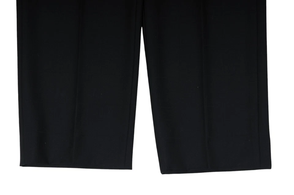 Armani Colliezoni Womens  Windowpane Size US 8 IT 44 Black Wool Wide Leg Pants - Image 3 of 4