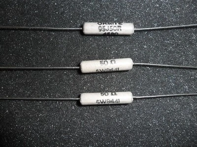 50 OHM 5W 5% AXIAL WIREWOUND RESISTOR OHMITE 95J50R OHMITE (LOT OF 4)