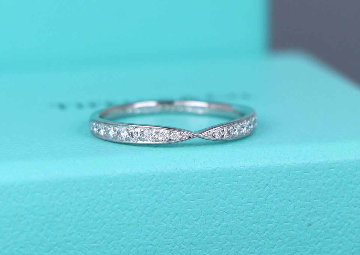 $3,100 Tiffany Co Harmony Platinum Pave Diamond Wedding