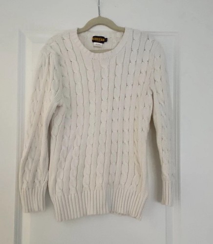 Ralph Lauren Rugby beige girls cableknit Crewneck sweater size small 10 12 years