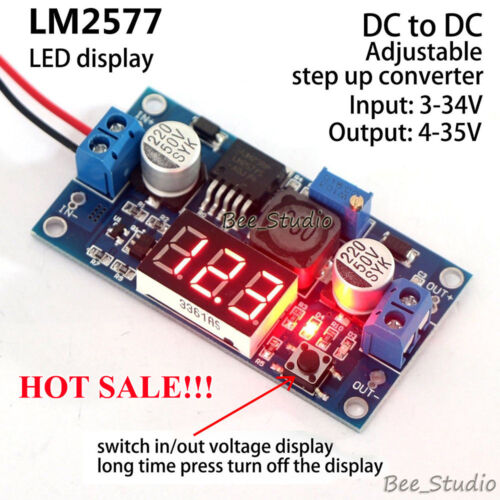 LED DC-DC Digital Boost Step-up Voltage Converter LM2577 3V-34V to 4V-35V 12V 3A - Zdjęcie 1 z 9