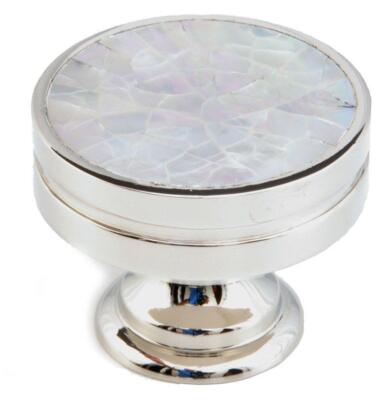 Schaub 990-MOP-PN Solid Brass 1-3/8'' Dia Knob Polished Nickel w/Mother of Pearl