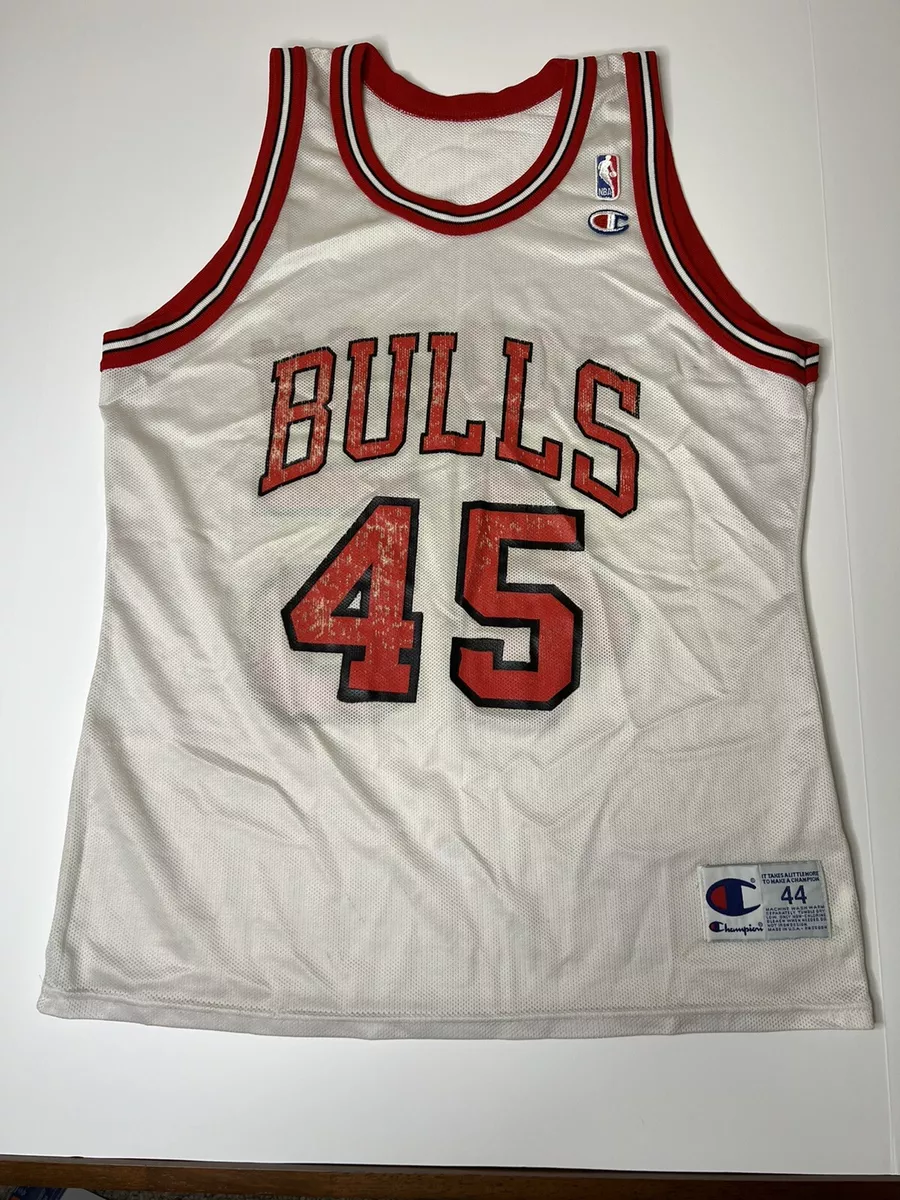 90's Michael Jordan Chicago Bulls #45 Authentic Champion NBA Jersey Size 48  – Rare VNTG