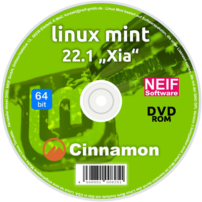Linux Mint 22.1 ''Xia'' Cinnamon Deutsch auf DVD oder USB-Stick NEU 2025