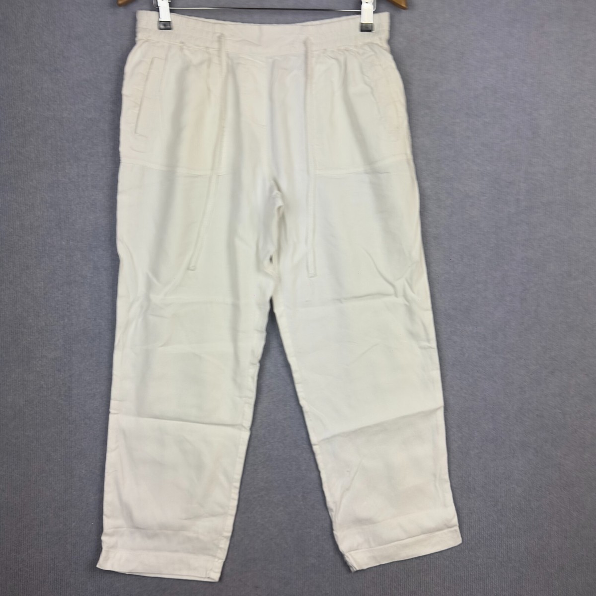 Sportscraft Pants Womens 10 White Linen Blend Stretch Patch Pocket - Main Image
