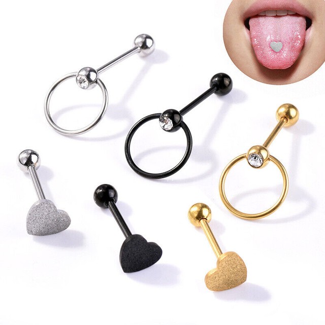 Tongue Nipple Stud Set Eyebrow Nose Ring Hoop Bars Body Piercing