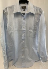vtg Arrow Kent Collection button down shirt size 15 1/2- 32/33 Blue Long Sleeve