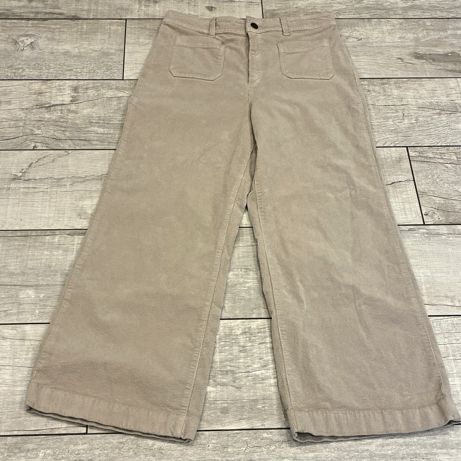 Pantalones MNG Mango Pana Pierna Ancha Mujer 10 Beige Oficina Clásico Atemporal
