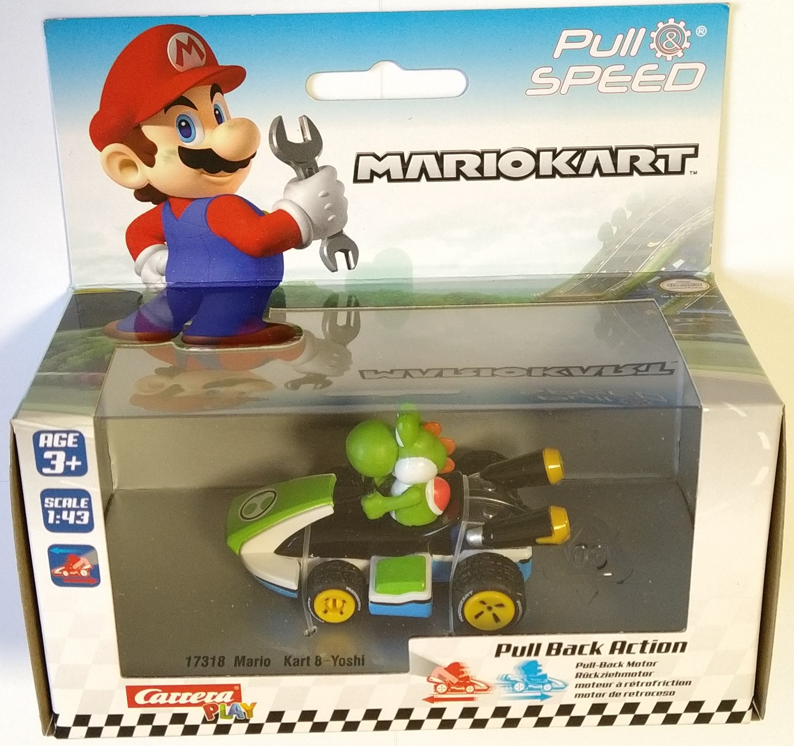 Mario Kart 8 Pull & Speed Yoshi Vehicle 1/43 Retro Charge