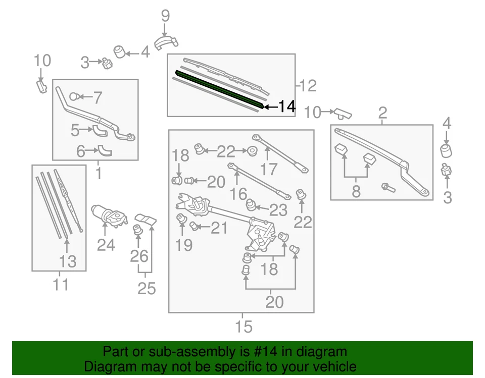 2005-2012 Acura RL Genuine Windshield Wiper Insert Rubber Blade Left OEM - Imagem 2 de 3