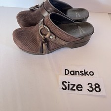 Dansko Shandi Leather Snake Nubuck Brown Clog Shoes Size-38