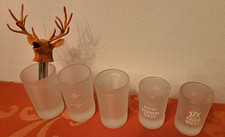 5 J&auml;germeister Gl&auml;ser,  Relief, + 1 Ausgiesser, 6 Teile, Kneipe, Gastro, Party