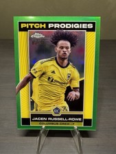 2023 Topp Chrome #38 Jacen Russell-Rowe Rookie Pitch Prodigies Green #'d /99 RC
