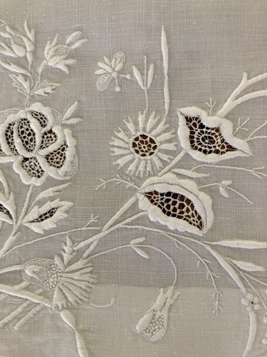WOW Antique Linen Layover Pillow Cover  False Sheet Runner 84" Amazing Handwork