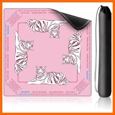 Preppy Pink and White Tiger Mahjong Mat for Table with Rules, 33 33 Inches  ...