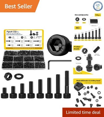 Versatile 750PCS M3 Hex Socket Screw Set - Perfect for 3D Printers & DIY Repairs