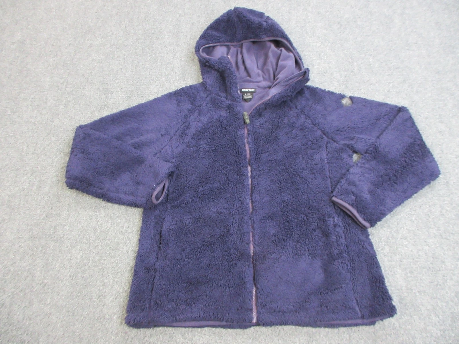 Burton Lynx Fleece Jacket Womens Large Purple Hooded Full Zip Snowboard Ski