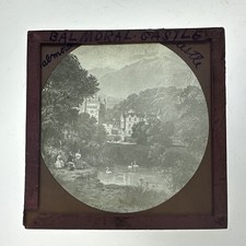 Antique Magic Lantern Slide balmoral castle drawing  