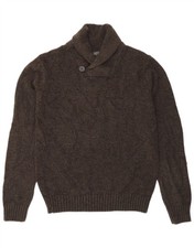 Marks & Spencer Mens Shawl Neck Jumper Sweater Small Brown Flecked Acrylic DS02