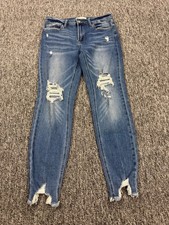 Vervet Jeans Women 28 High Rise Distressed Frayed Hem Tapered Curvy Denim Preppy