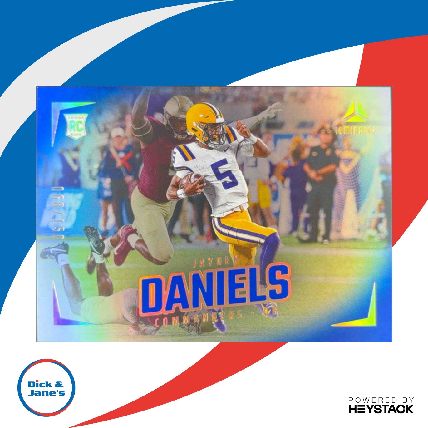 2024 Panini Luminance Jayden Daniels Blue 68/150 #182 RC Washington Commanders