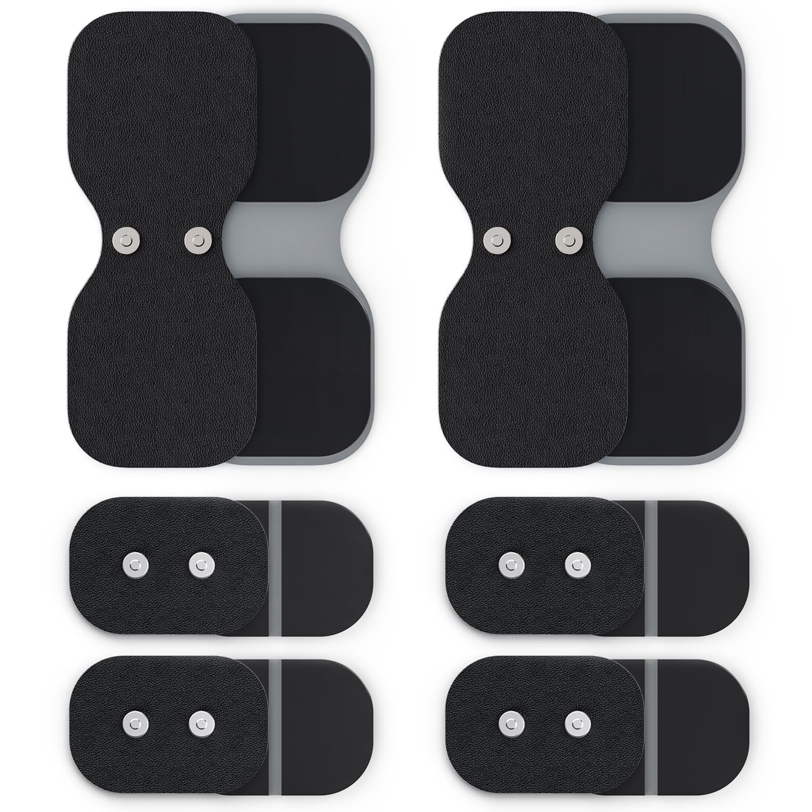 AUVON Wireless TENS Unit Electrode Pads 12 Pcs, 2 Sizes, 2.4" x 1.7", Black