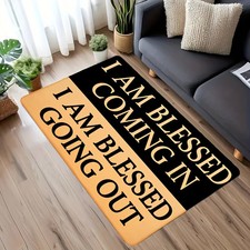 I Am Blessed Door Mat Suitable for Entryway, Non-Slip Washable Rug with Blessi