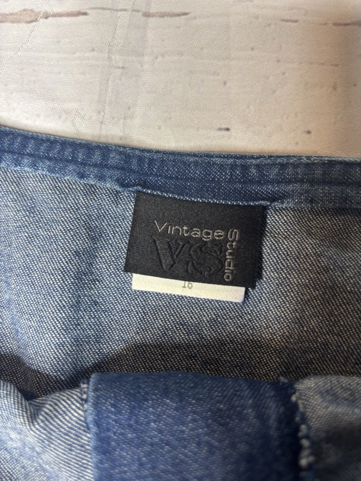 Винтажная джинсовая длинная макси-юбка 90-х с разрезом размер 16 - Изображение 3 из 4