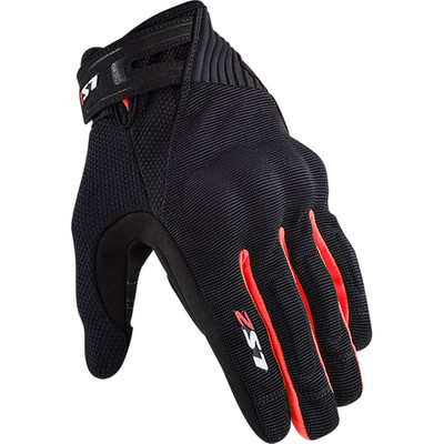 LS2 MEN'S ''DART 2'' MOTORCYCLE GLOVES BLACK/RED SIZE X-LARGE