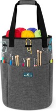 Charcoal Gray Crochet  Knitting Yarn Storage Tote Bag for Supplies on the Go