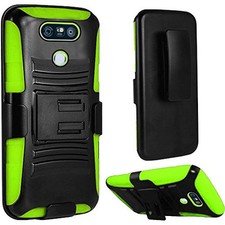 Funda híbrida con soporte GSA Armor para LG G6, VS988 negra/verde neón