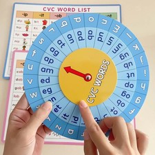 3x Word Spelling Learning CVC Interactive Turntable Wheel Kids Learning Toys