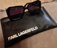 Karl Lagerfeld Women's Oversized Square Black Sunglasses Purple Lens Geometric