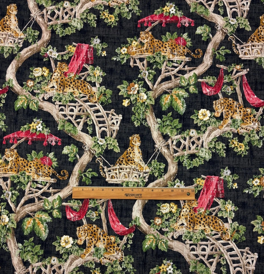 P KAUFMANN LAZY DAYS CARAWAY TECIDO DE ALGODÃO LEOPARDO PRETO POR JARDA 54"W - Imagem 3 de 4