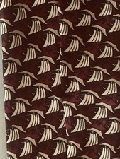MC ESCHER Silk Tie BOATS/FISH Design 1989 BOXELDER Burgundy Ivory Made USA