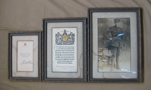 WWI CANADIAN CEF FIELD AMBULANCE KIA CONDOLENCE LETTER - MEMORIAL SCROLL - PHOTO