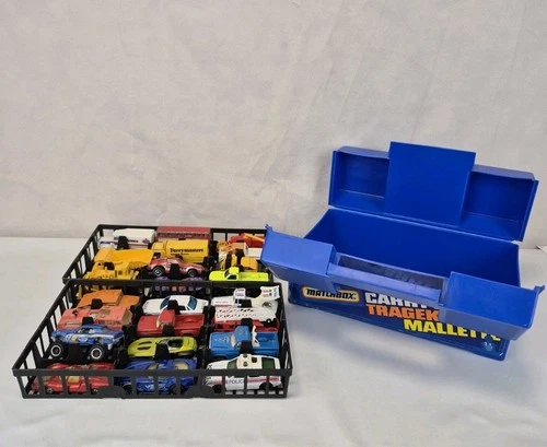 Matchbox Cars Carry Case 1981 with 2 Trays of Cars Vehicles, Some Vintage K2