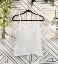 ZENOBIA Y2K Cami Top Womens White Sheer Lace Ethereal Mesh Tanktop Fairy SZ XL