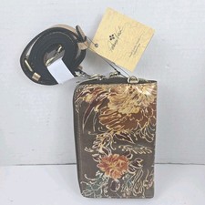 NWT PATRICIA NASH Pertina Frame Crossbody Pheasant Print Organizer Wallet Bronze