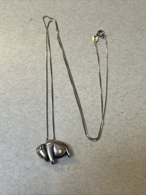 Zierliche Sterlingsilber Büffel Bison Halskette Italien Kette Charm Anhänger 24''