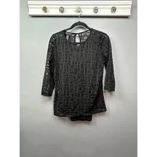 INC International Concepts Top Womens Medium Y2K Black Sheer built in Tank